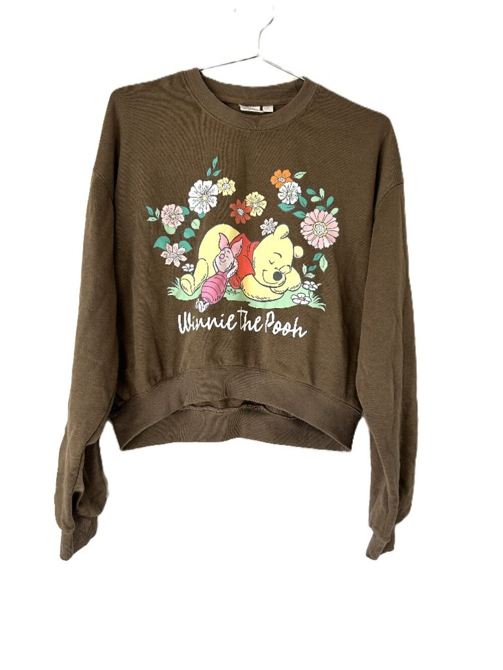 Winnie the Pooh Piglet Mad Engine Cropped Sweatshirt S/M Brown